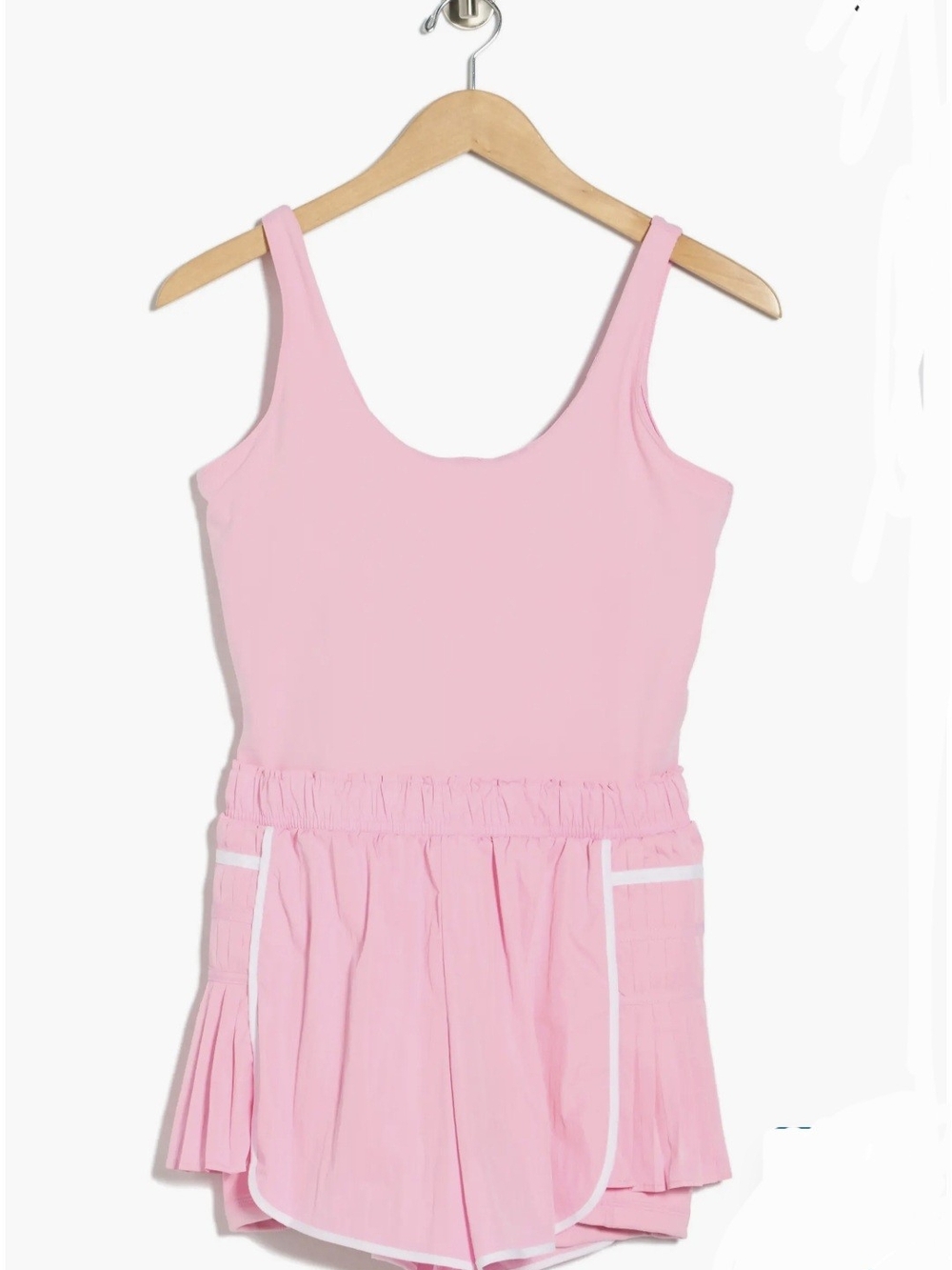 Pink Sleeveless Romper with Elastic Waist